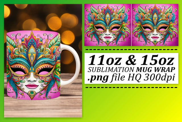 Love in the Air: Mardi Gras Theme for 11oz & 15oz Mugs Sublimation afrosvg 