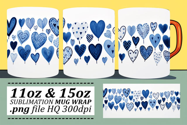 Love-Infused Heart Pattern Mug Wrap - Sublimation 11oz 15oz - Valentines Day Sublimation afrosvg 
