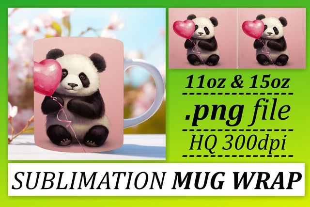 Love-Infused Valentines Heart Balloon Mug Wrap - Animal Sublimation 11oz 15oz Sublimation afrosvg 