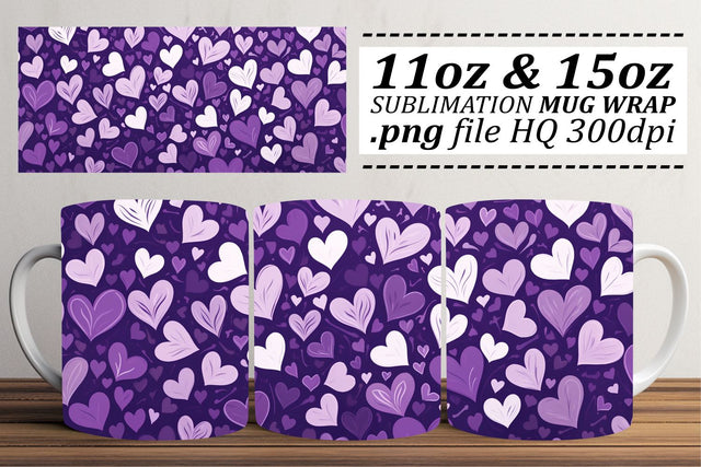 Love-Infused Valentines Mug Wrap - Sublimation 11oz 15oz - Heart Pattern Sublimation afrosvg 