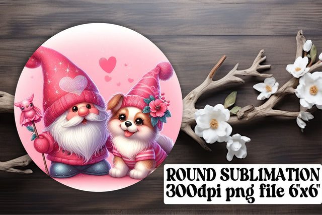 Love-Inspired Gnome Sublimation: Circle Collection, Keychain, Coaster Pack Sublimation afrosvg 