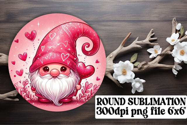 Love-Inspired Gnome Sublimation: Circle Collection, Keychain, Coaster Pack Sublimation afrosvg 