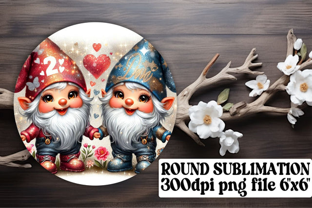 Love-Inspired Gnome Sublimation: Circle Collection, Keychain, Coaster Sublimation afrosvg 