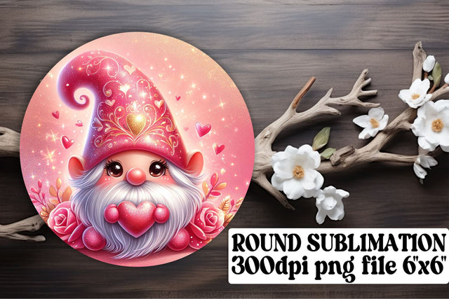 Love-Inspired Gnome Sublimation: Circle Collection, Keychain, Coaster Sublimation afrosvg 