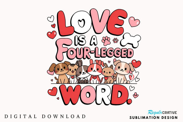 Love is a four legged word Sublimation Design Sublimation Regulrcrative 
