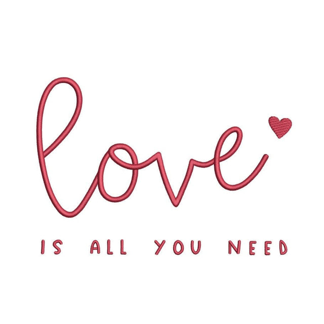 Love Is All You Need Quote and Heart Embroidery Design, St. Valentine Day Embroidery Design, 5 sizes, Instant Download Embroidery/Applique DESIGNS Nino Nadaraia 