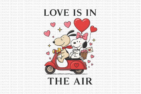 Love Is In The Air PNG Cute Valentine Dog Scooter Design SVG BillahCrafts 