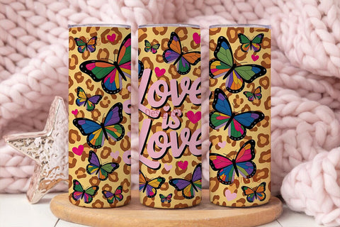 Love is Love Butterfly Tumbler Wrap Sublimation DesignSVG 