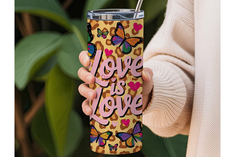 Love is Love Butterfly Tumbler Wrap Sublimation DesignSVG 