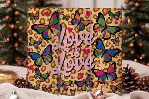 Love is Love Butterfly Tumbler Wrap Sublimation DesignSVG 