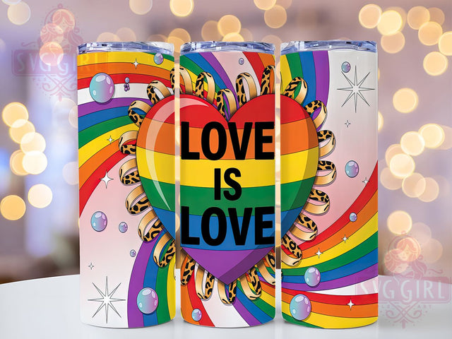 Love Is Love Rainbow Heart Pride Tumbler Wrap, Pride Rainbow Tumbler Wrap, Rainbow Pride 20Oz Cup, LGBTQ Love Is Love Tumbler, Sublimation Rainbow Pride Wrap, Love Is Love Drinkware Sublimation SvggirlplusArt 
