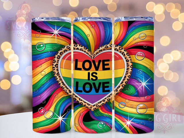 Love Is Love Rainbow Heart Pride Tumbler Wrap, Pride Rainbow Tumbler Wrap, Rainbow Pride 20Oz Cup, LGBTQ Love Is Love Tumbler, Sublimation Rainbow Pride Wrap, Love Is Love Drinkware Sublimation SvggirlplusArt 