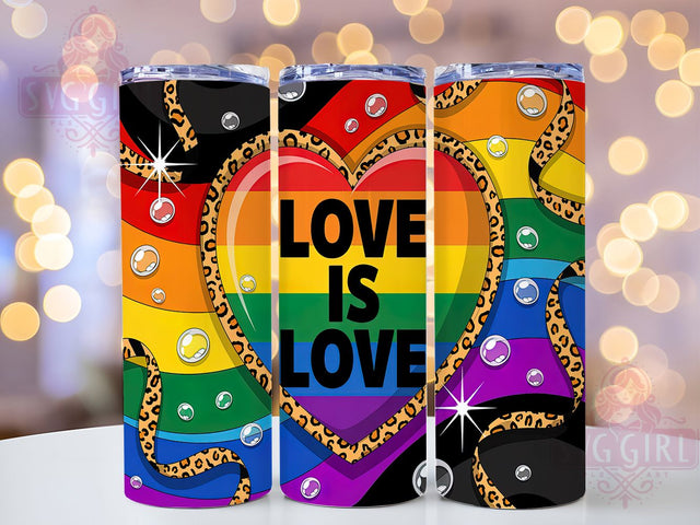 Love Is Love Rainbow Heart Pride Tumbler Wrap, Pride Rainbow Tumbler Wrap, Rainbow Pride 20Oz Cup, LGBTQ Love Is Love Tumbler, Sublimation Rainbow Pride Wrap, Love Is Love Drinkware Sublimation SvggirlplusArt 