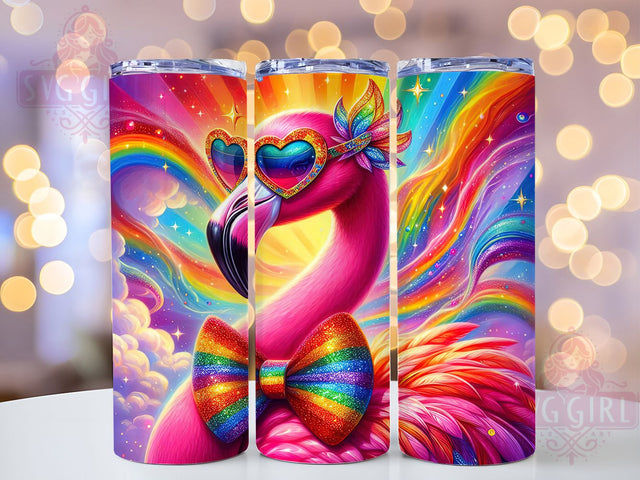 Love Is Love Rainbow Pride Flamingo Tumbler, LGBTQ Tumbler Wrap, Rainbow Flamingo Design, 20oz Pride Month Tumbler, Love Is Love Tumbler, Flamingo Sublimation Wrap, Colorful LGBTQ Gift Sublimation SvggirlplusArt 