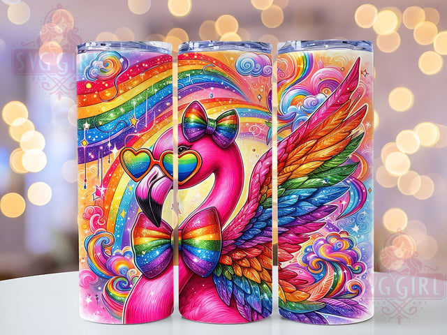 Love Is Love Rainbow Pride Flamingo Tumbler, LGBTQ Tumbler Wrap, Rainbow Flamingo Design, 20oz Pride Month Tumbler, Love Is Love Tumbler, Flamingo Sublimation Wrap, Colorful LGBTQ Gift Sublimation SvggirlplusArt 