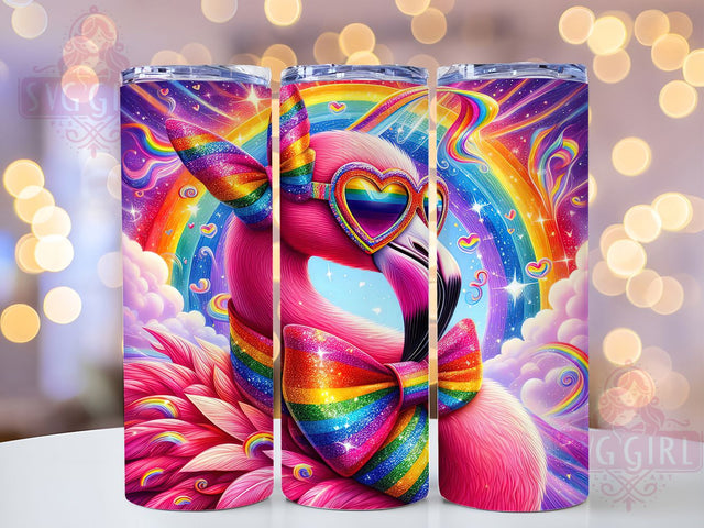 Love Is Love Rainbow Pride Flamingo Tumbler, LGBTQ Tumbler Wrap, Rainbow Flamingo Design, 20oz Pride Month Tumbler, Love Is Love Tumbler, Flamingo Sublimation Wrap, Colorful LGBTQ Gift Sublimation SvggirlplusArt 