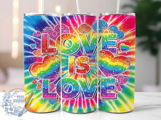 Love Is Love Rainbow Pride Tumbler Wrap, Pride 20Oz Tumbler, Rainbow Pride Cup, Love Is Love Wrap, Sublimation Tumbler Design, Pride Drinkware, LGBTQ Love Tumbler Sublimation ToriDesigns 