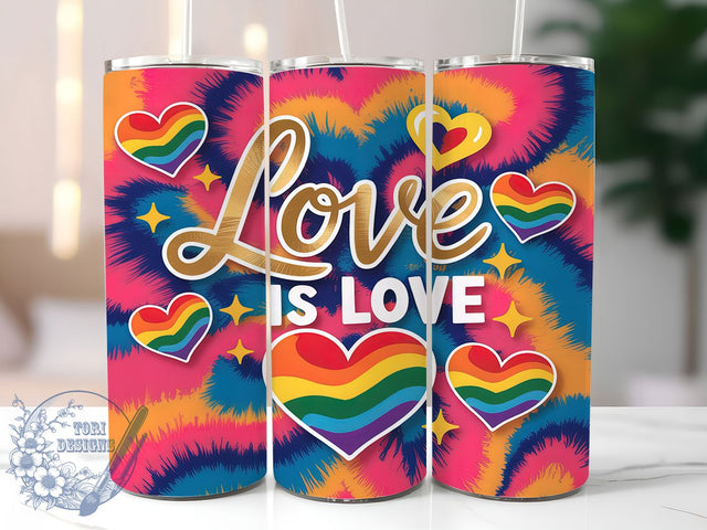Love Is Love Rainbow Pride Tumbler Wrap, Pride 20Oz Tumbler, Rainbow Pride Cup, Love Is Love Wrap, Sublimation Tumbler Design, Pride Drinkware, LGBTQ Love Tumbler Sublimation ToriDesigns 