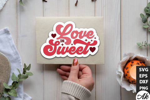 Love is sweet Retro Stickers Design SVG akazaddesign 