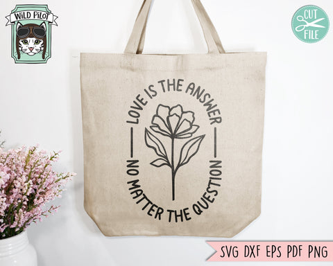 Love is the Answer No Matter the Question SVG file, Inspirational Quote png file, Motivational Quote, Positive Affirmations, Anti Bullying SVG Wild Pilot 