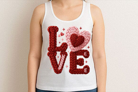 Love Knit Heart PNG Valentine Cozy Yarn Lettering Design SVG BillahCrafts 