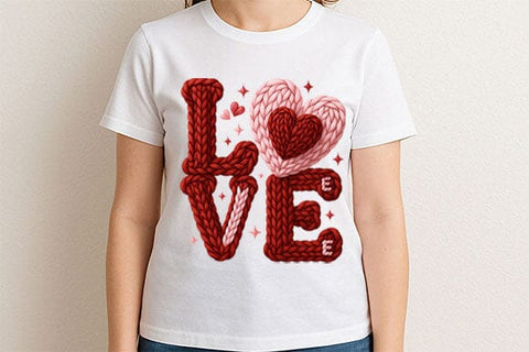 Love Knit Heart PNG Valentine Cozy Yarn Lettering Design SVG BillahCrafts 