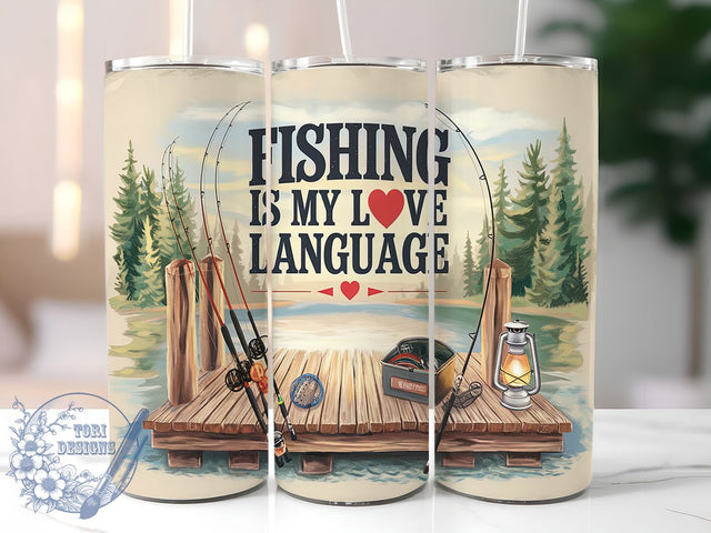 Love Language Fishing Tumbler Wrap, Love Language Design, 20oz Sublimation Template, Skinny Tumbler Wrap, Digital Download, Fisherman Gift Idea, Sublimation Design Sublimation ToriDesigns 