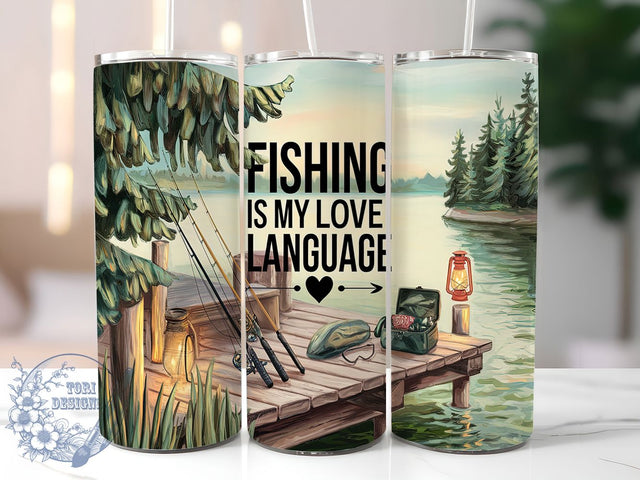Love Language Fishing Tumbler Wrap, Love Language Design, 20oz Sublimation Template, Skinny Tumbler Wrap, Digital Download, Fisherman Gift Idea, Sublimation Design Sublimation ToriDesigns 