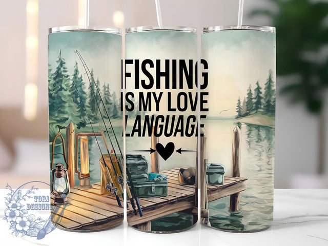 Love Language Fishing Tumbler Wrap, Love Language Design, 20oz Sublimation Template, Skinny Tumbler Wrap, Digital Download, Fisherman Gift Idea, Sublimation Design Sublimation ToriDesigns 