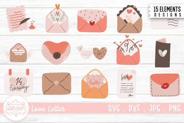 Love Letter Clipart Bundle | Valentine Clipart Sticker SVG dapiyupi store 