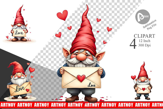 Love Letter Gnome Clipart Sublimation artnoy 