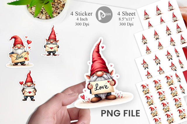 Love Letter Gnome Sticker Sublimation artnoy 