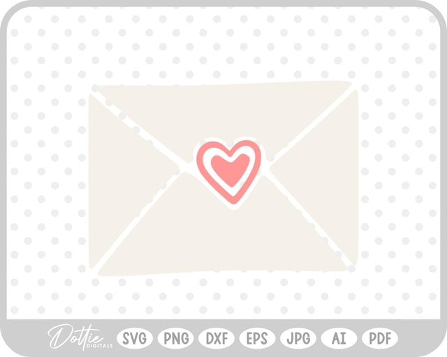 Love Letter Heart Envelope SVG DottieDigitals 