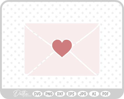 Love Letter Heart Envelope SVG DottieDigitals 