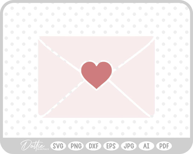 Love Letter Heart Envelope SVG DottieDigitals 