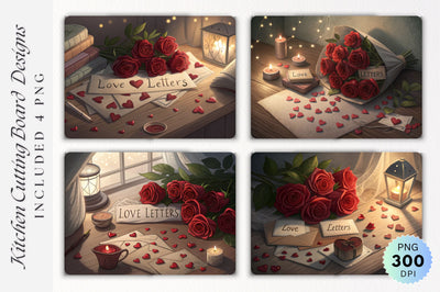 Love Letters and Roses A Heartfelt Cutting Board Sublimation Regulrcrative 