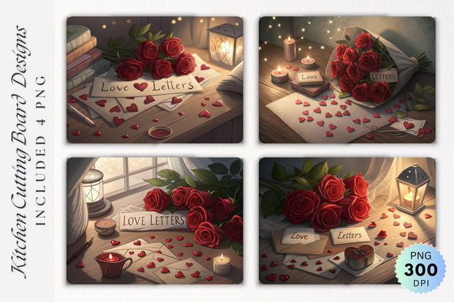 Love Letters and Roses A Heartfelt Cutting Board Sublimation Regulrcrative 