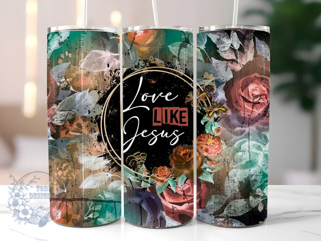 Love Like Jesus 20oz Skinny Tumbler, Religious Rustic Wood Butterfly Tumbler Png, Straight & Tapered Tumbler Wrap, Instant Digital Download Sublimation ToriDesigns 