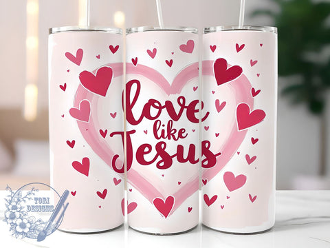 Love Like Jesus, Christian Tumbler, 20oz Tumbler Wrap, Inspirational Drinkware, Faith Based Gifts, Bible Verse Tumbler, Religious Sublimation Design Sublimation ToriDesigns 