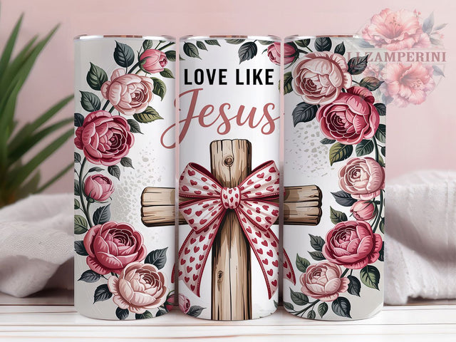 Love Like Jesus Faith Inspirational Tumbler, Love Like Jesus Design, Coquette Style Tumbler, Faith Tumbler Wrap, Religious Sublimation, 20oz Inspirational Tumbler Sublimation Li Zamperini 