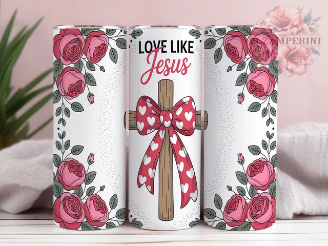 Love Like Jesus Faith Inspirational Tumbler, Love Like Jesus Design, Coquette Style Tumbler, Faith Tumbler Wrap, Religious Sublimation, 20oz Inspirational Tumbler Sublimation Li Zamperini 
