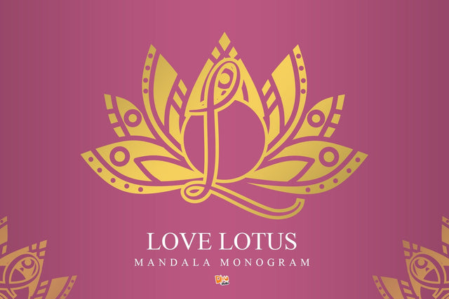 Love Lotus Mandala Monogram Font Dm Letter Studio 