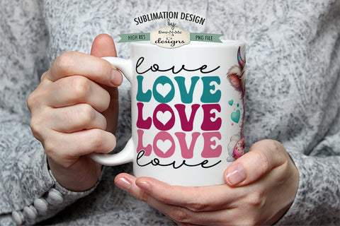 Love Love Love Highland Cow Mug Sublimation Wrap Design 11 &15 oz. Sublimation Ewe-N-Me Designs 