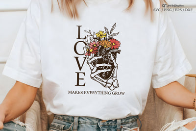 Love makes everything grow Svg, Heart with flowers Svg, Positive Quote Svg SVG Artinrhythm shop 