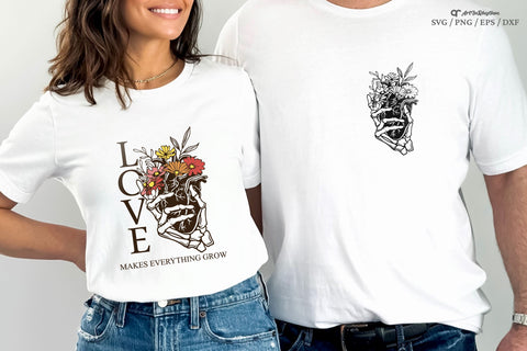 Love makes everything grow Svg, Heart with flowers Svg, Positive Quote Svg SVG Artinrhythm shop 