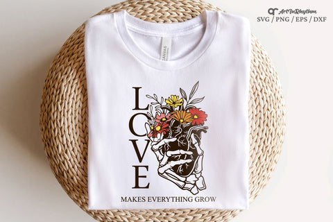 Love makes everything grow Svg, Heart with flowers Svg, Positive Quote Svg SVG Artinrhythm shop 
