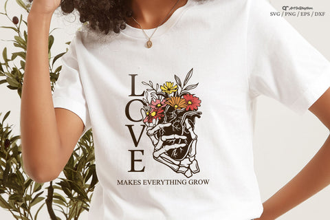 Love makes everything grow Svg, Heart with flowers Svg, Positive Quote Svg SVG Artinrhythm shop 