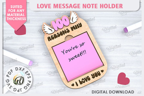 Love Message Note Holder Laser Cut. Love Sign SVG SVG Evgenyia Guschina 