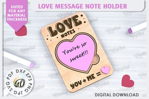 Love Message Note Holder Laser Cut. Love Sign SVG SVG Evgenyia Guschina 