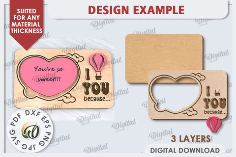 Love Message Note Holder Laser Cut. Love Sign SVG SVG Evgenyia Guschina 